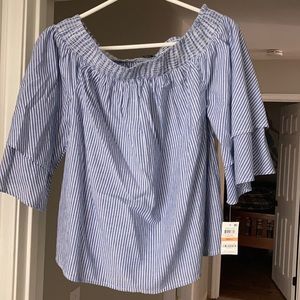 Pinstripe blue and white blouse